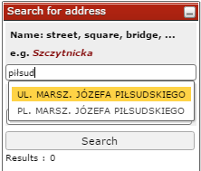 Street search autocompletion